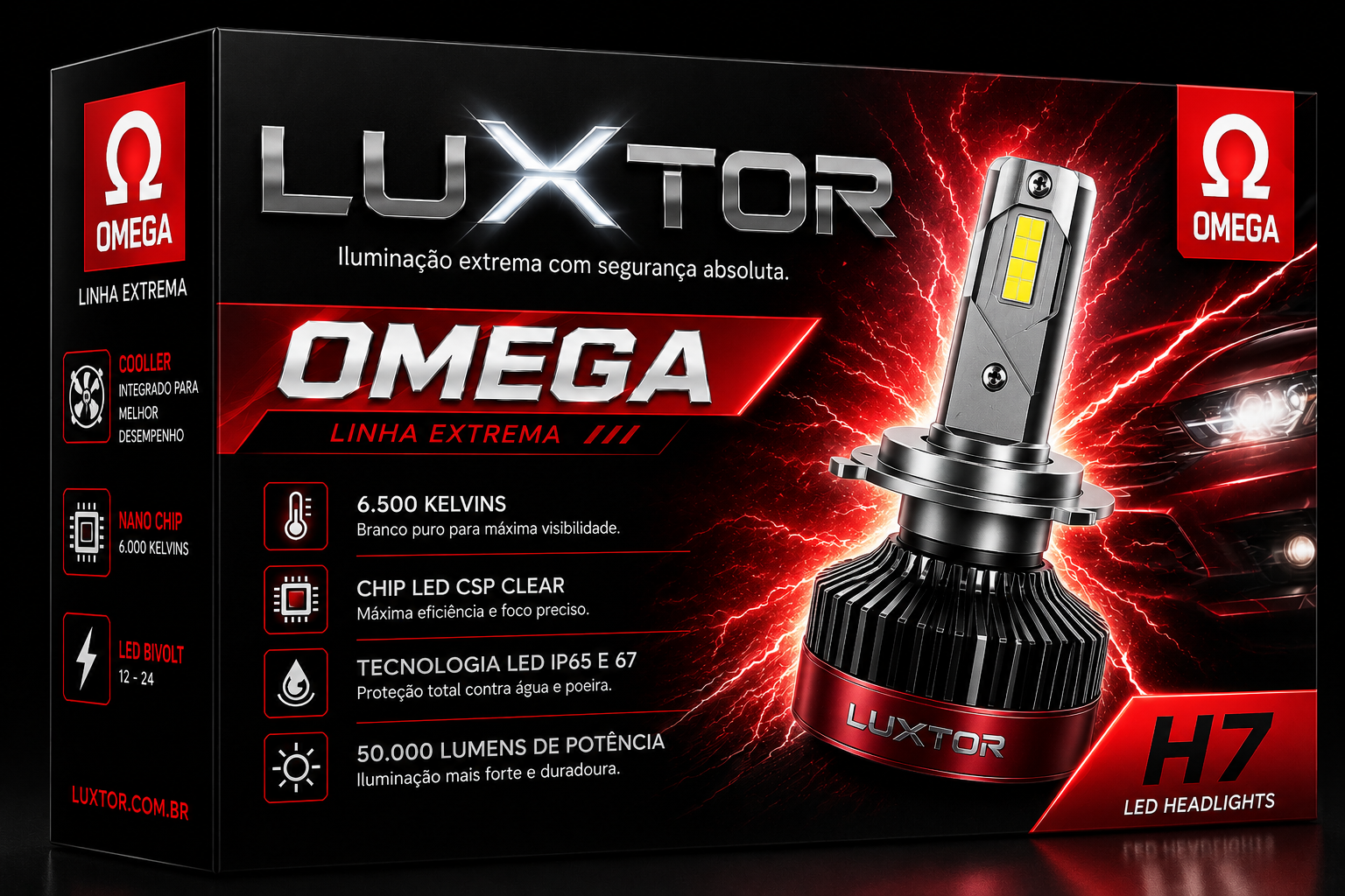 Embalagem LUXTOR OMEGA — Linha Extrema